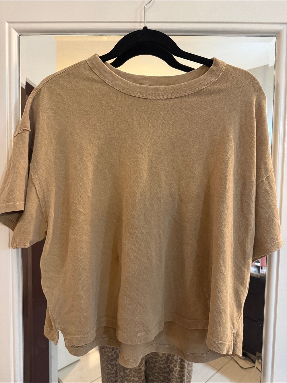 aerie Short Sleeve Boxy Tee — Tan